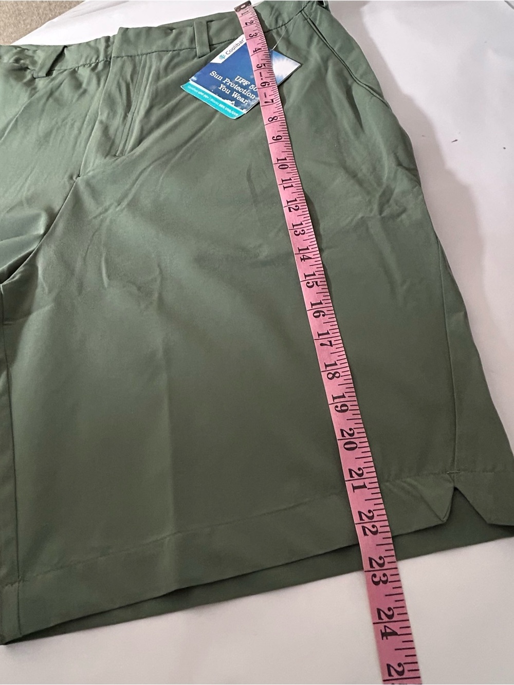 New Coolibar Trek Hybrid Shorts Mens Tag Size 38 Green Outdoor Hiking Comfort - Picture 15 of 15